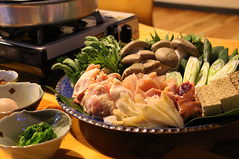 自家製野菜と地元鶏の鶏すき焼き
